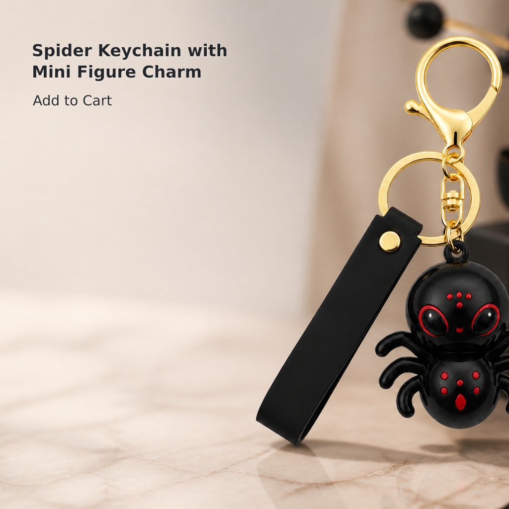 Black Spider Mini Figure Keychain