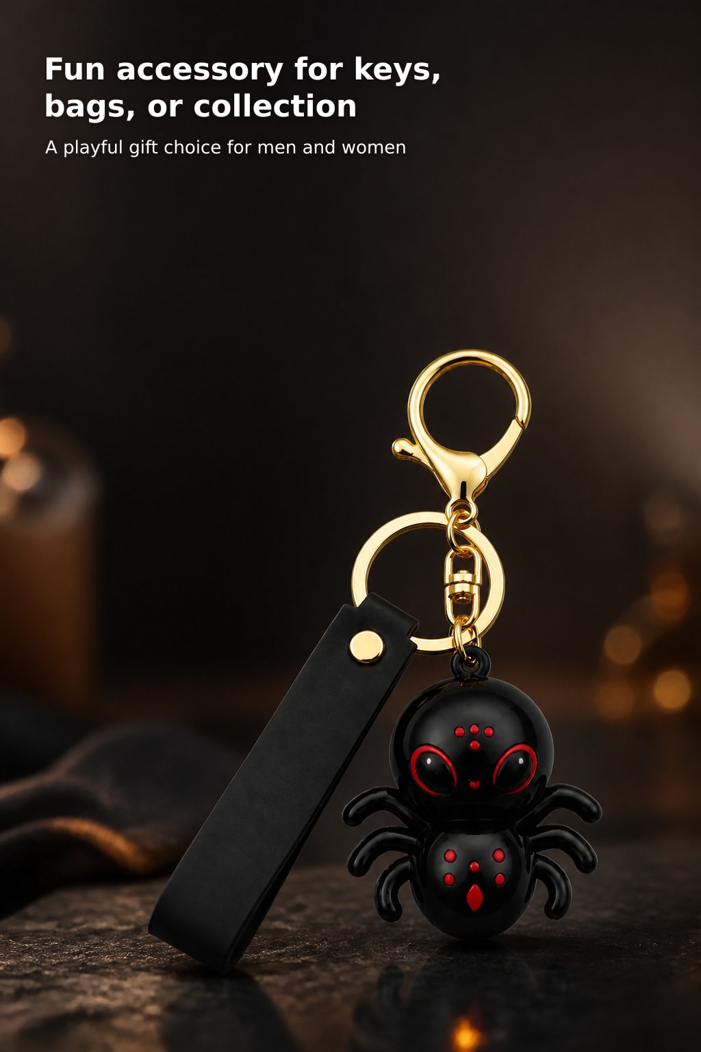 Black Spider Mini Figure Keychain