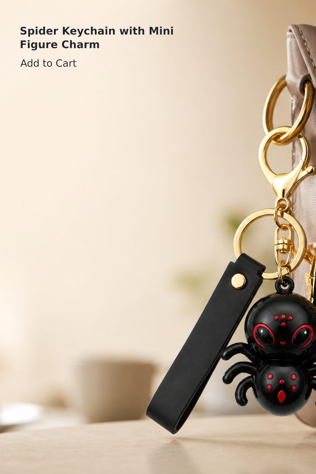 Black Spider Mini Figure Keychain
